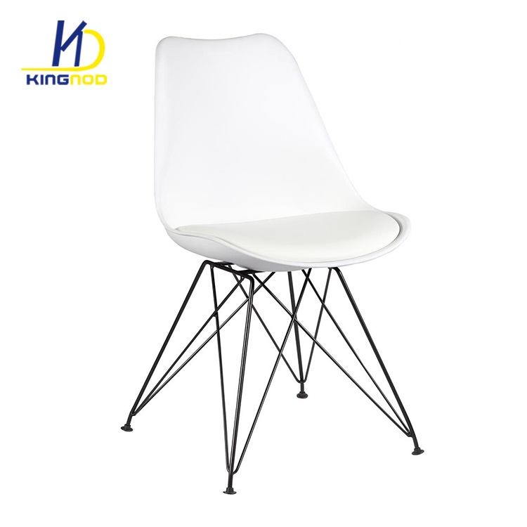 Plastic Back PU Cushion Metal Frame Legs Leisure Dining Chairs