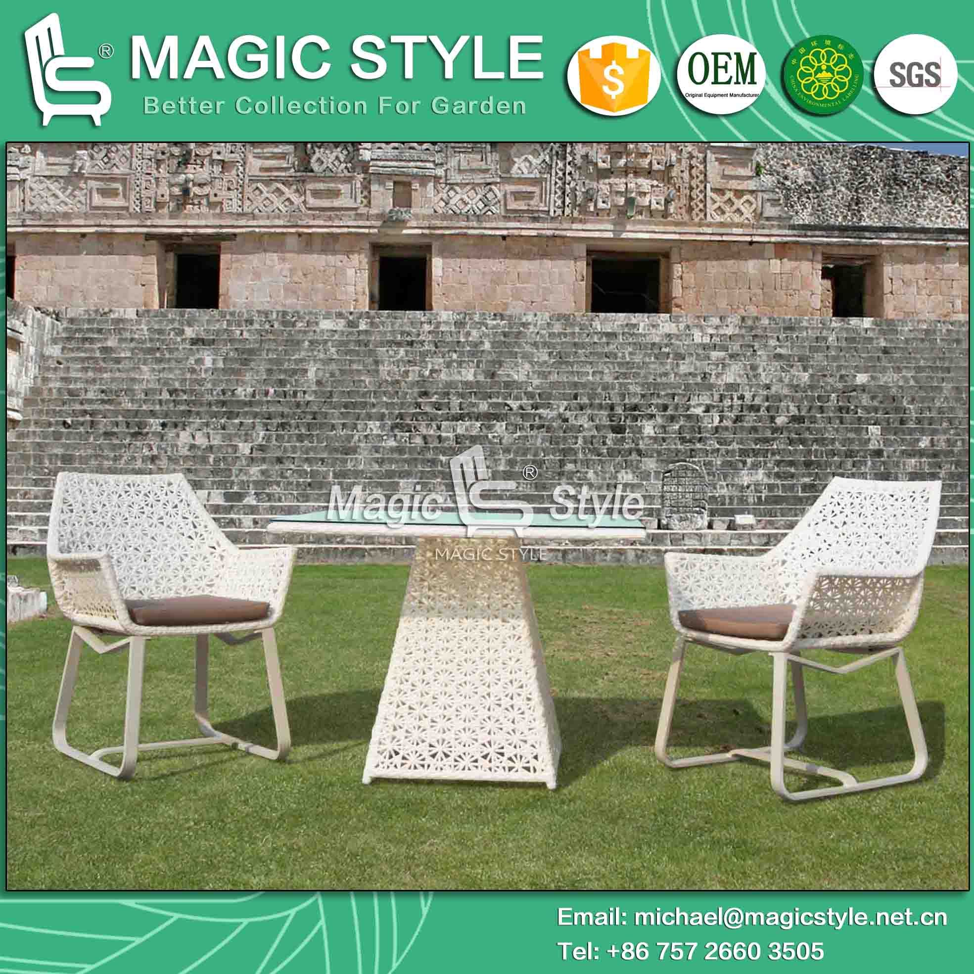 Flower Weaving Chair Outdoor Furniture Coffee Set Rattan Dining Chair Coffee Chair Patio Dining Chair Club Chair