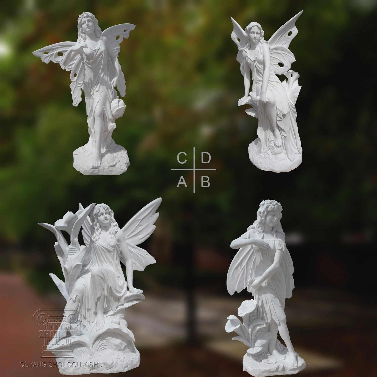 Marble Statue Sculpture of Mermaid and Merman T-6847