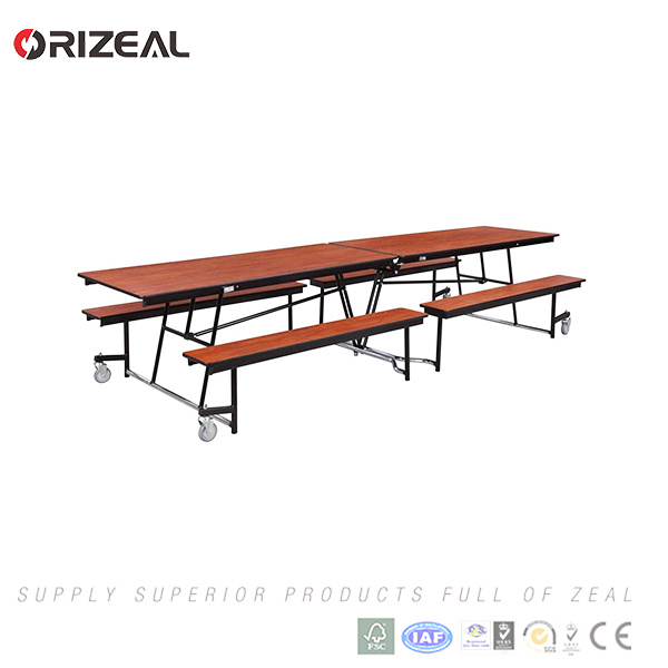 Orizeal School Used Cafetria Mobile Folding Table with Stainless Steel Dining Table Legs