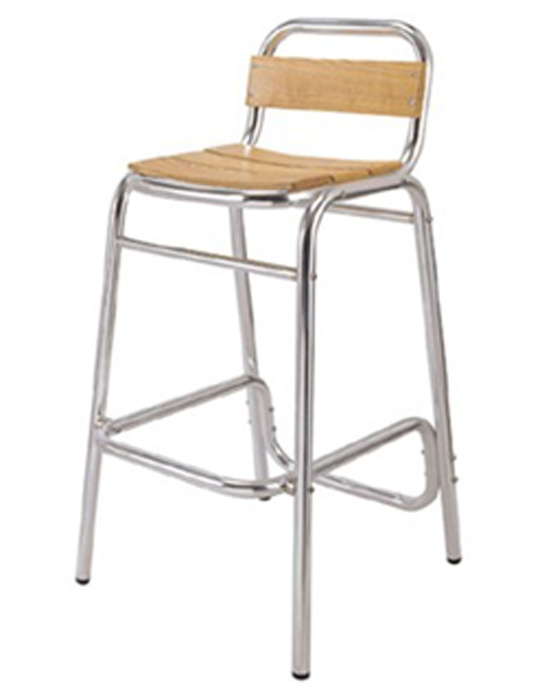 Outdoor Aluminum Wood Slats Barstools (AB-06007)