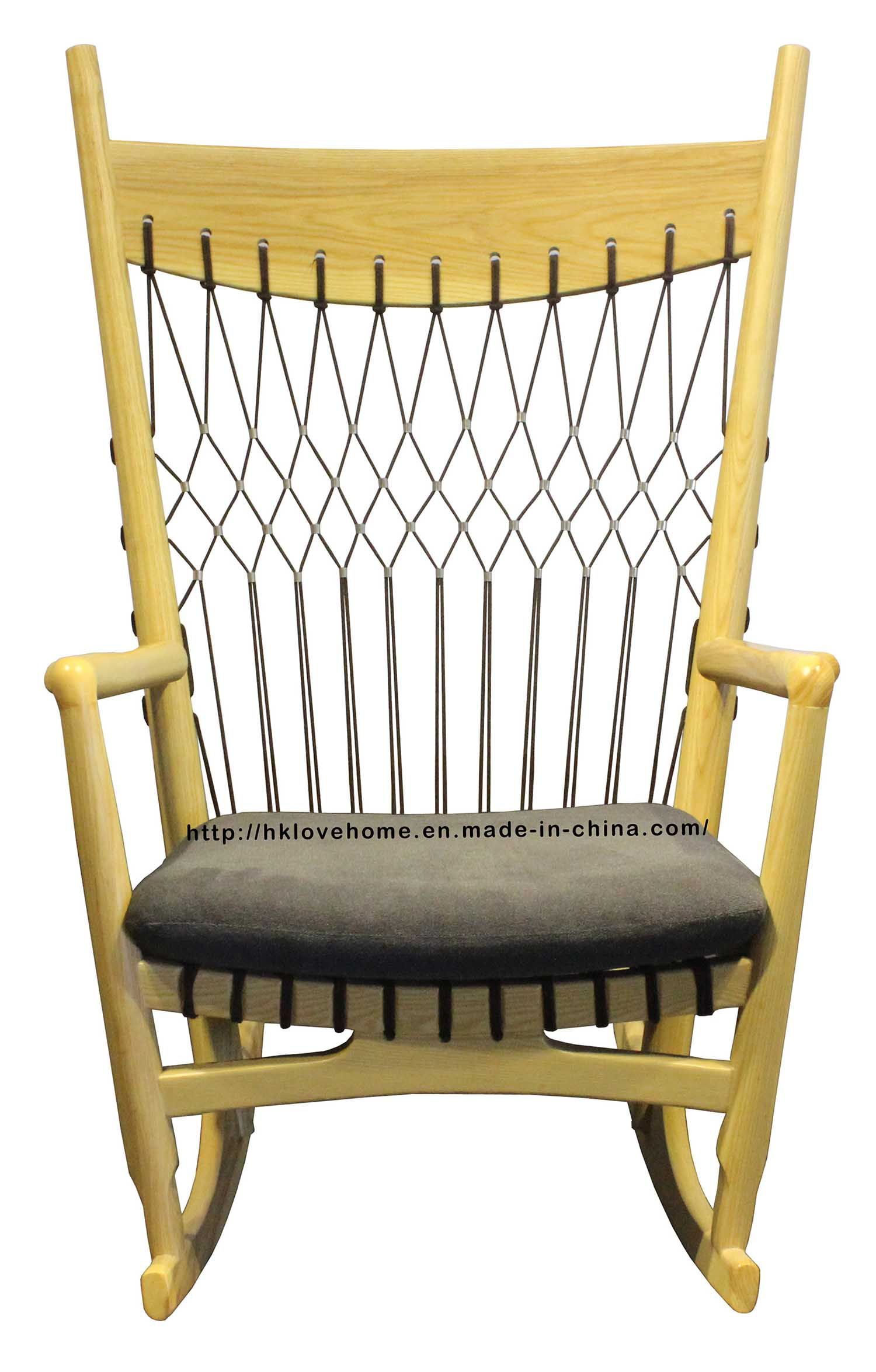 Replica Dining Coffee Leisure Fabric Rattan Wooden Rocker Chair