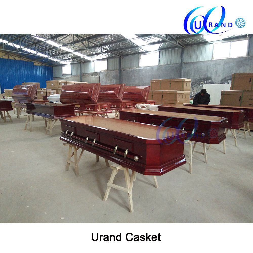 Cherry Color Adult Chinese Poplar Best Seller Coffin and Casket