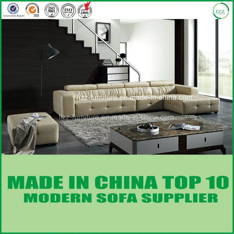 Simple Living Room Design Leather Corner Sofa