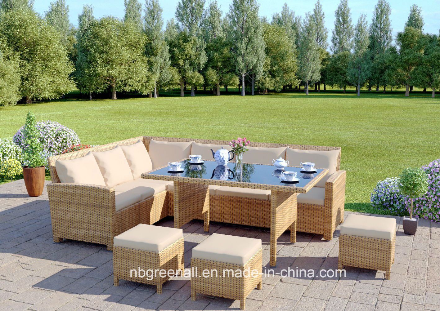 9 Seater Corner Sofa Dining Set Garden Rattan Outdoor Furniture Set