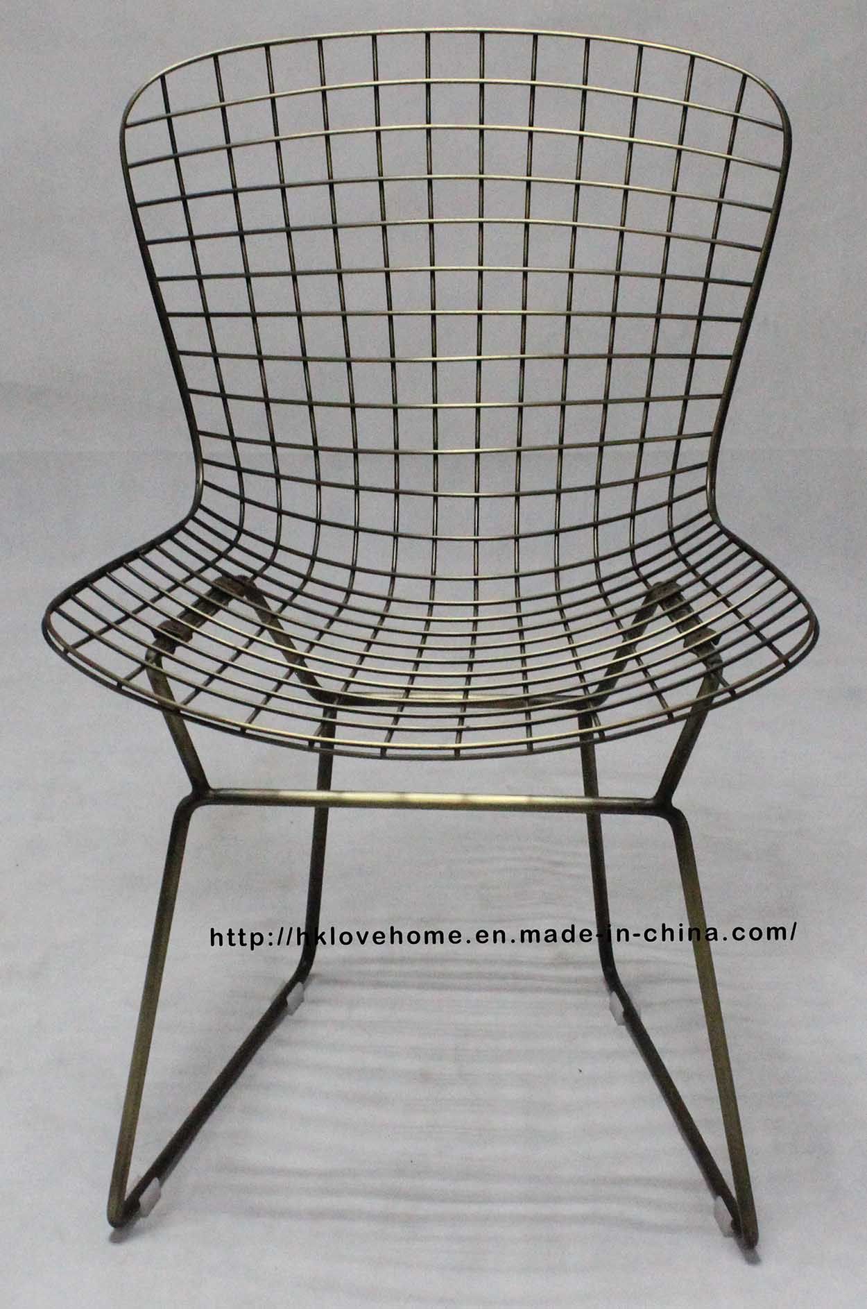 Modern Dining Restaurant Knock Down Metal Bertoia Rifle Wire Chair