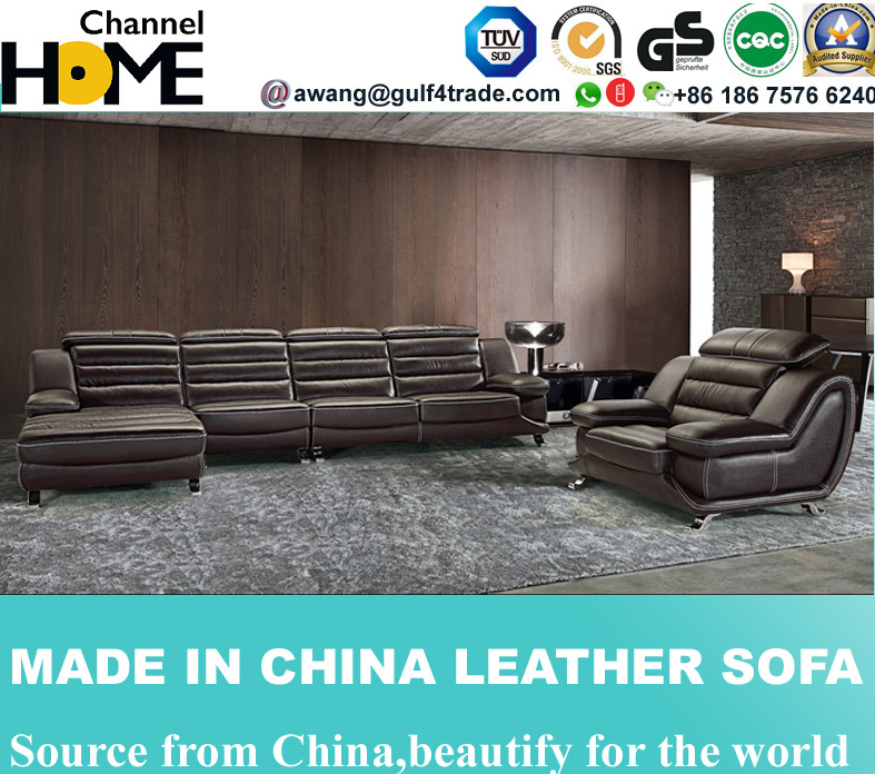 Three Seat with Chaise Leather Sofa for Home Living Room (HC2058)