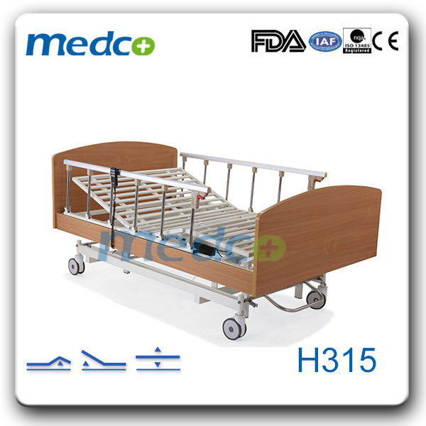 Ce& ISO Home Care Furniture, Adjustable Three Functions Wooden Electric Home Care Bed