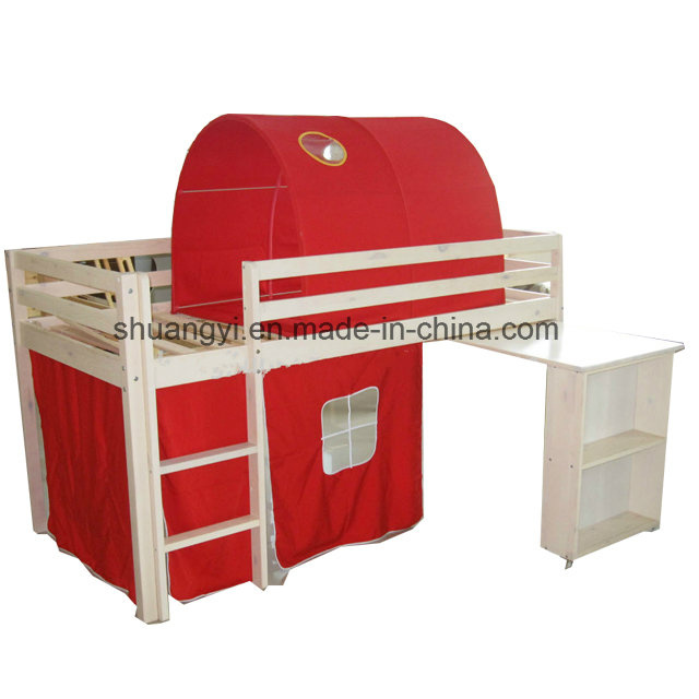 Bunk Bed with Slide for Kids with Tent