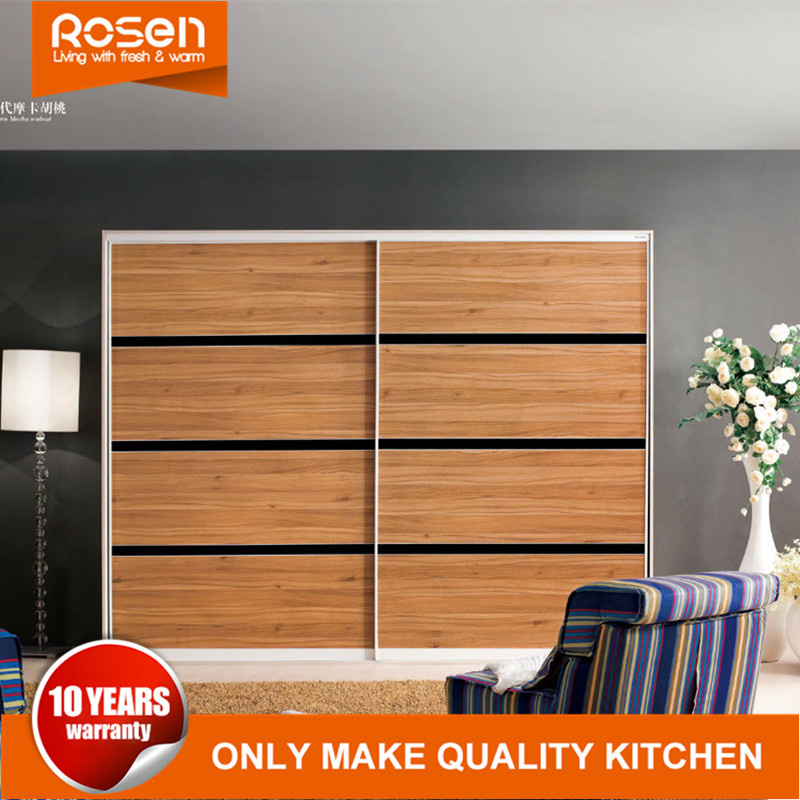 Wood Veneer Sliding Wardrobe for Bedroom Hot Sale