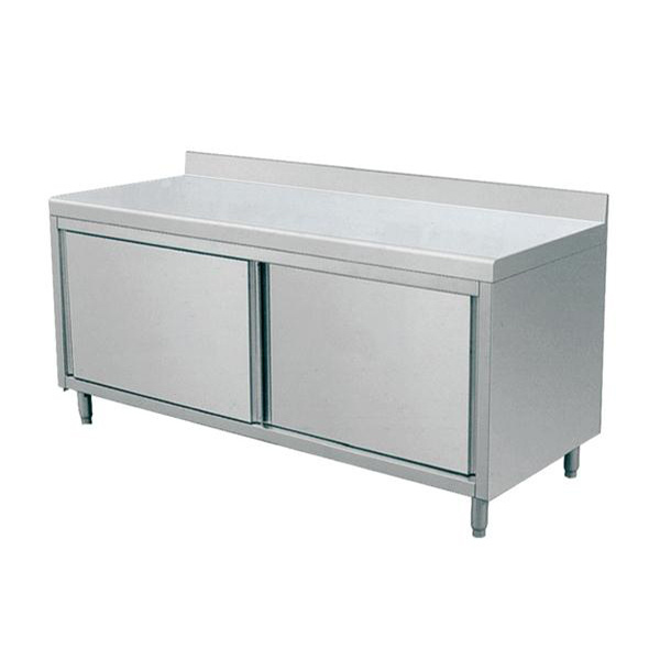 Stainless Steel Sliding Doors Style Storage Cabinet with Splashback