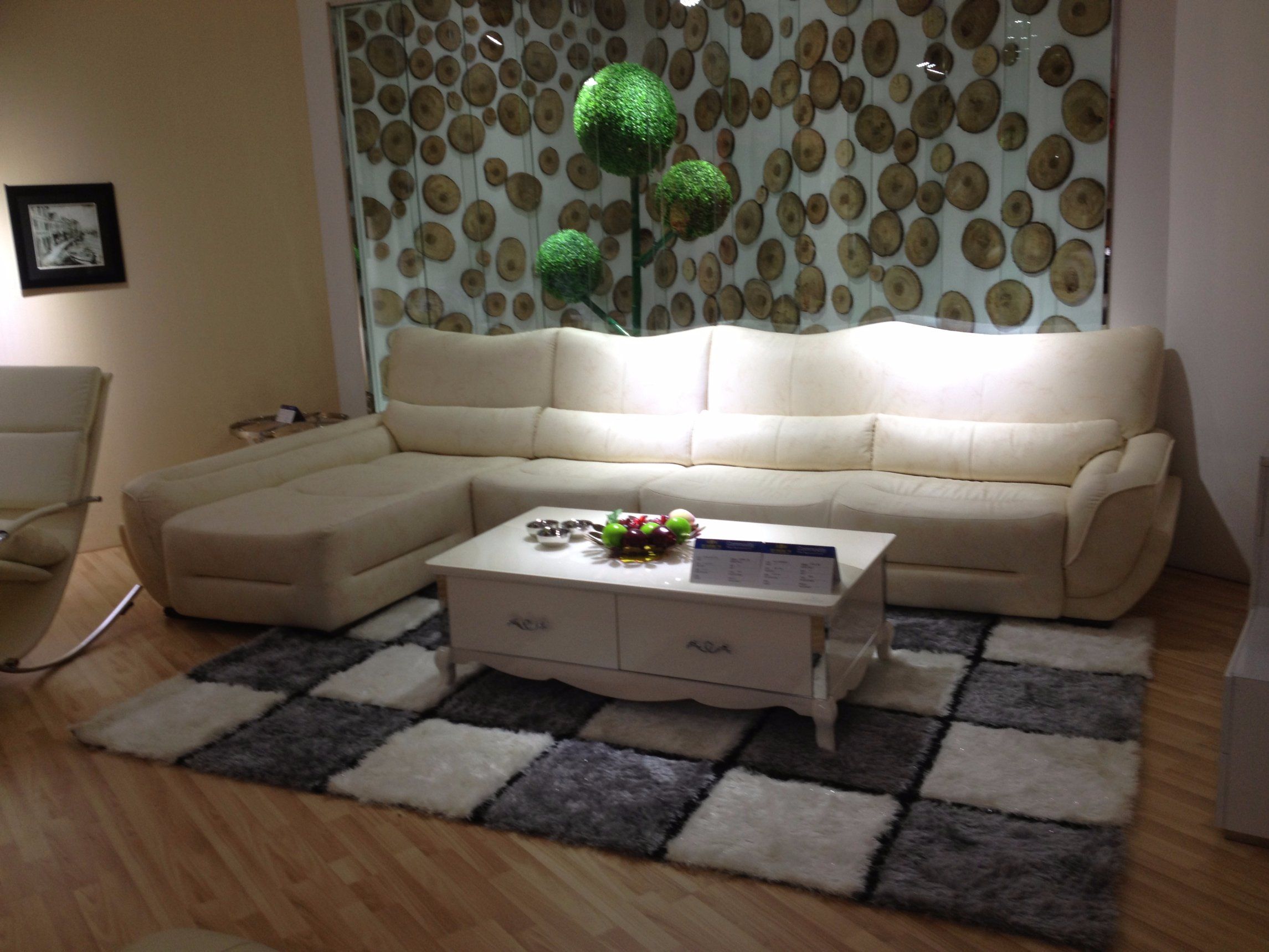 White Leater L Shape Chaise Leather Sofa