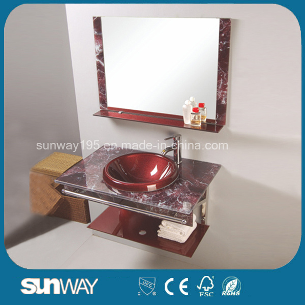 Modern Design Tempered Glass Basin with Mirror
