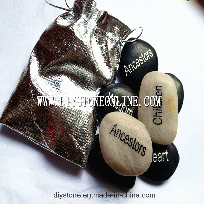 Carved Pocket Engraved Stone Black Color 20mm-40mm