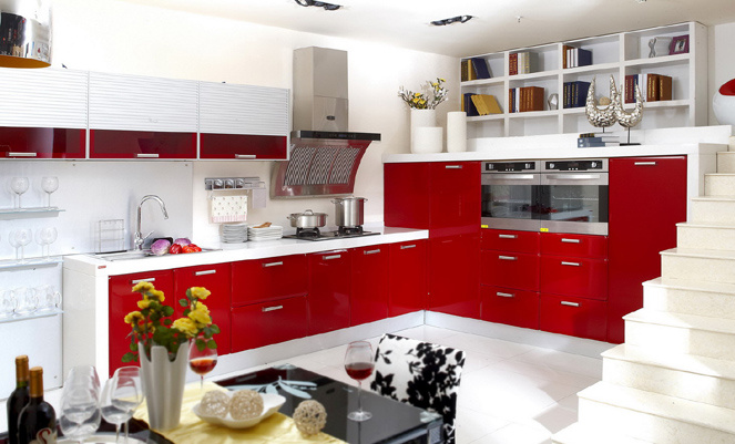 2017 Kitchen Furniture High End Glossy Lacquer Kitchen Cabinets (zz-033)