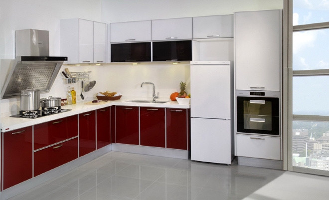 2017 New Modern High Glossy Acrylic Faced Kitchen Furniture (zv-024)