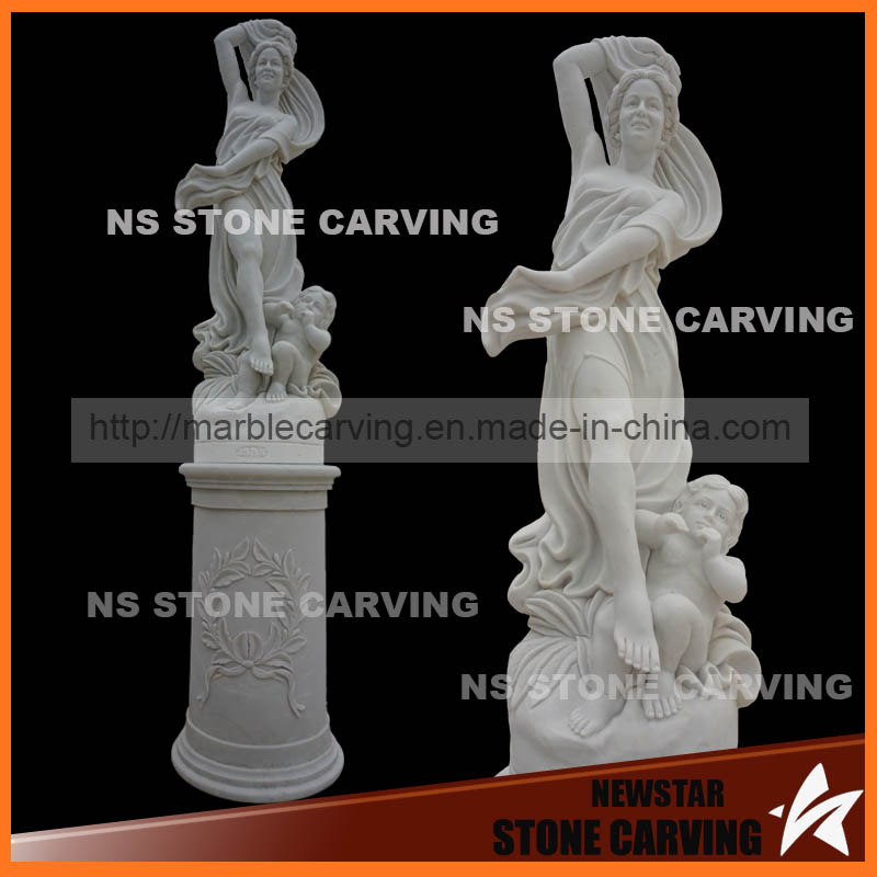 White Marble Natural Stone Statues Monument in Park