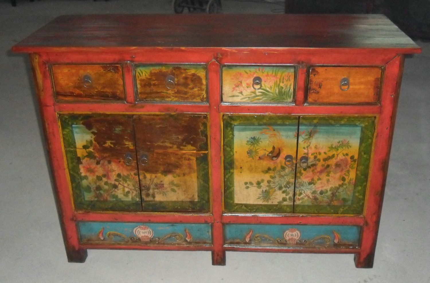 Antique Furniture Mongolia Painted Wooden Cabinet (LWC445)