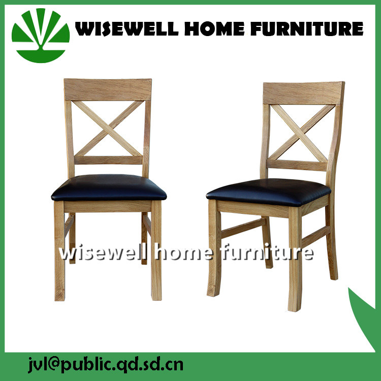 Solid Oak and Cream Leather Seat Curved Back Chair