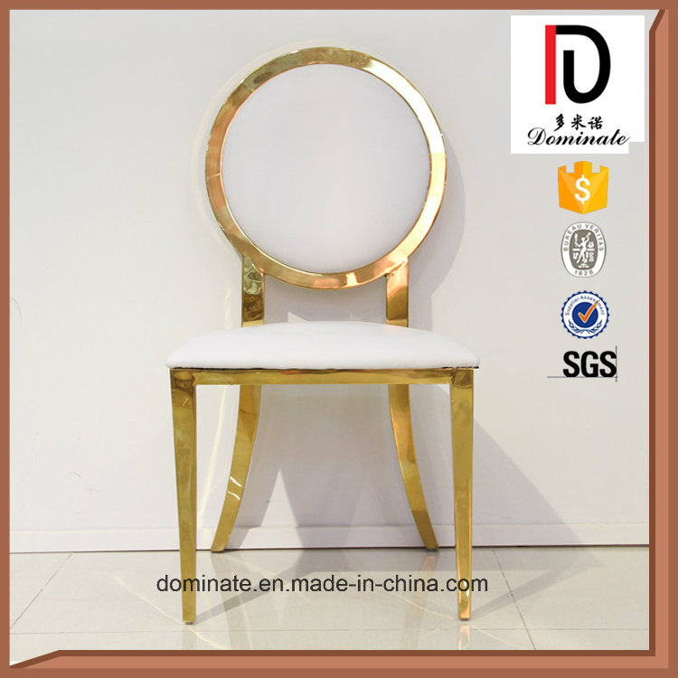 Fashion White Leather Stainless Steel Round Back Chair for Dining