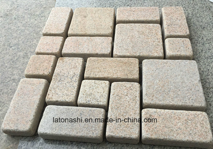 Cheap Tumble Yellow Granite Stone Cobble with Flamed/Split Finishing for Driveway