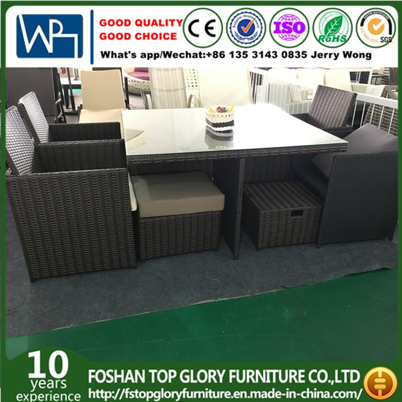 Rattan Garden Dining Table and Chair Space Saving Cube Dining Sets (TG-8061)