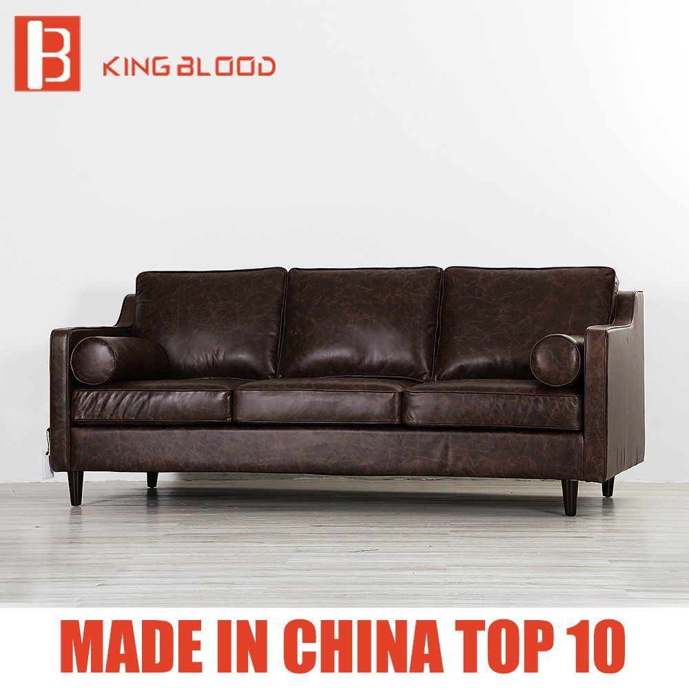 Sectional Brown Color Genuine Leather Sofa Set Furniture for Home