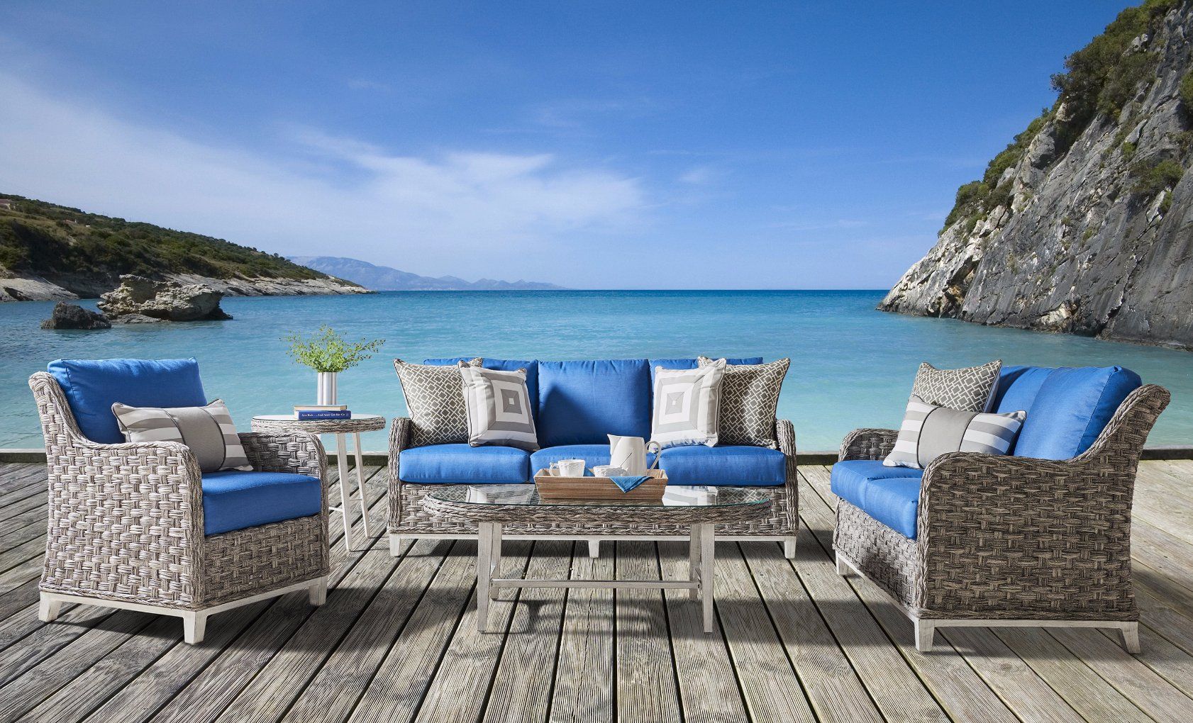 Waterproof Conversation Rattan Sofa Set Wf050011
