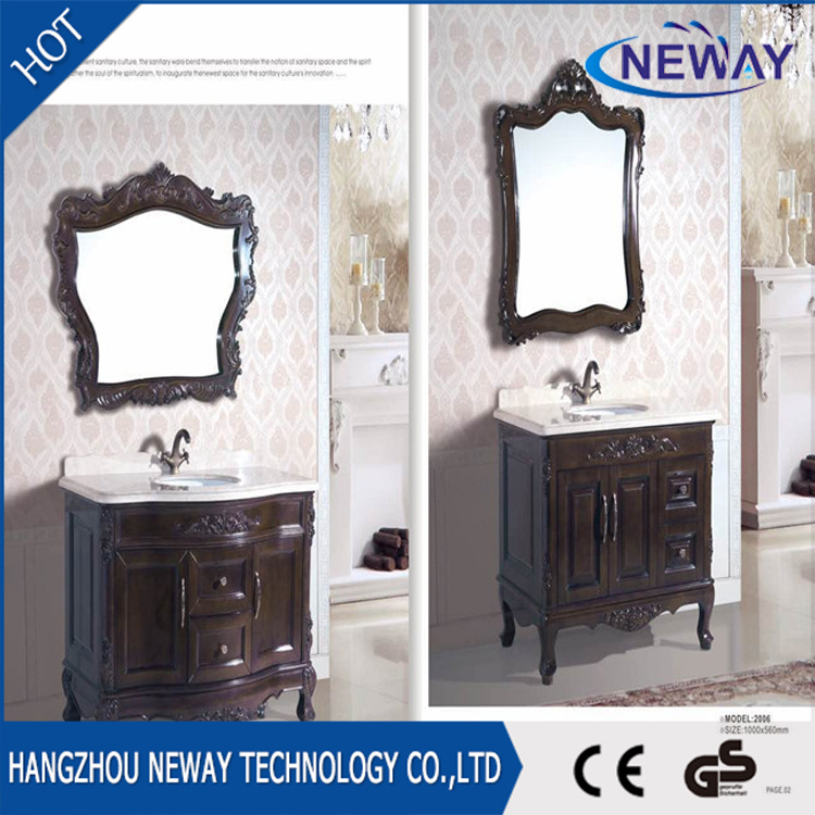 Floor Standing Solid Wood Bathroom Sink Cabinets with Mirror