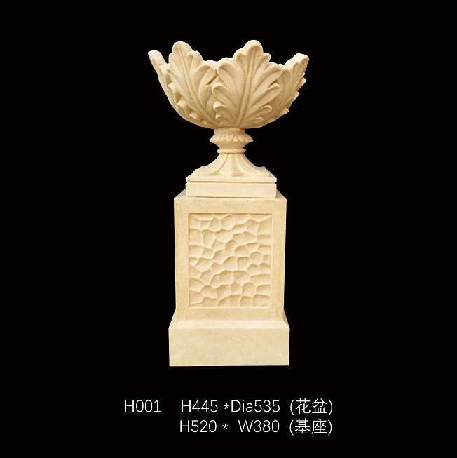 Flower Pot Pedestal Sandstone Sculpture for Outdoor Decorations