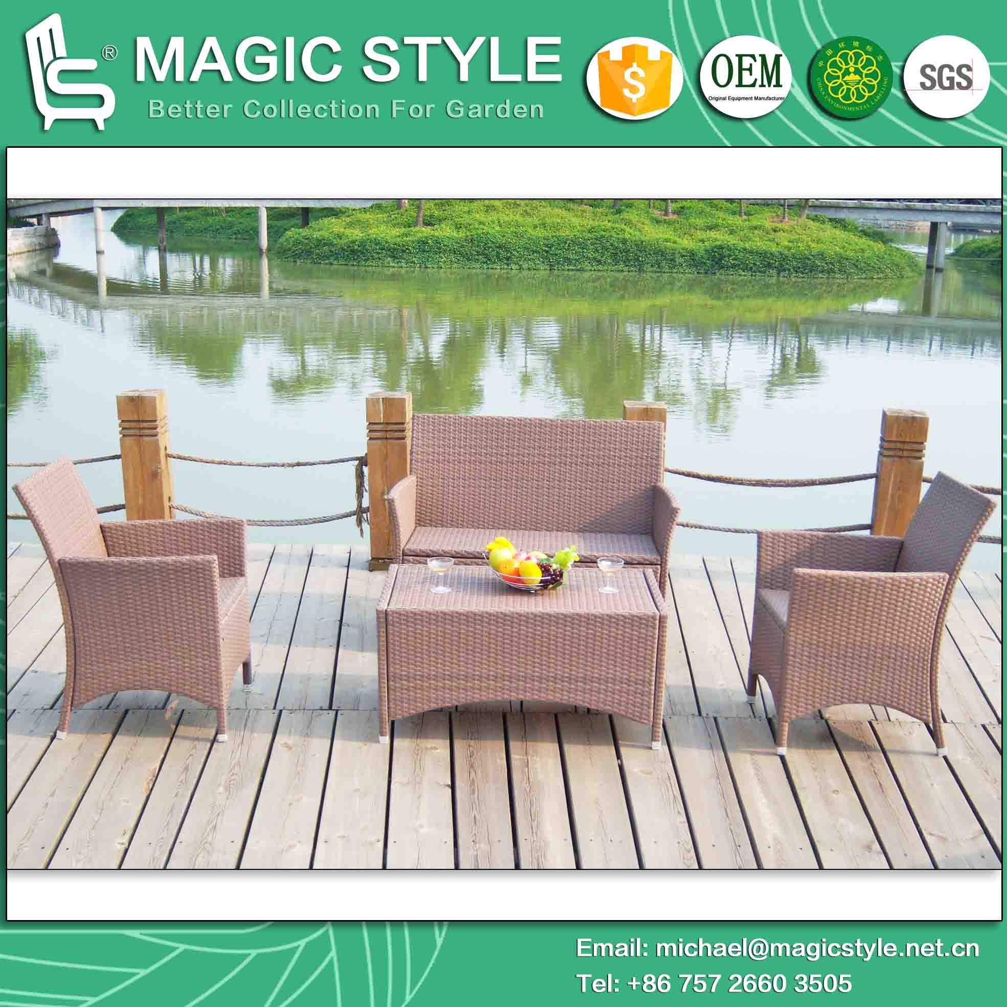 Kd Patio Sofa Set Assembly Garden Sofa Set Outdoor Wicker Sofa Set (Magic Style)