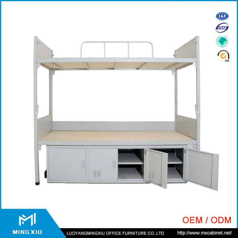 Mingxiu School Equipment Metal Double Bunk Bed / Bunk Bed with Locker