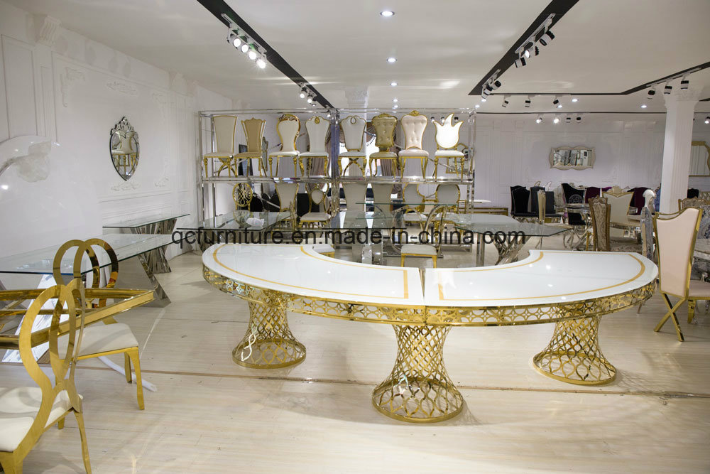 Big Size Glass Round Table with Stainless Steel Base