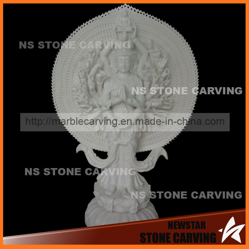 Solid White Thousand-Hand Bodhisattva Figure of Buddha Statue Nss-040