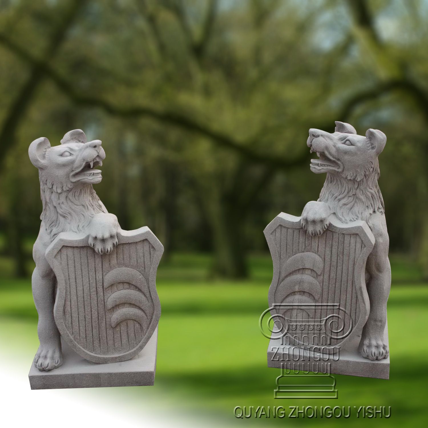 Wolf Dog Marble Stone Sculpture Animal Stone Statue