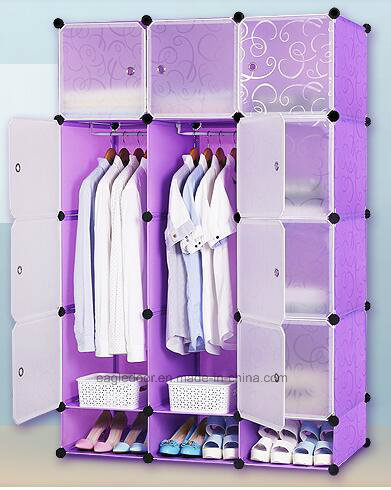 Living Room Wardrobe Cabinet Sale, Plastic Wardrobe with Clothes Hanger Pole, Cheap Folding PP Panel DIY Bedroom Wardrobes (EP-03)