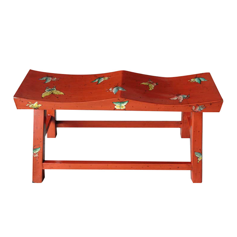 Chinese Antique Painted Wooden Stool Lws043