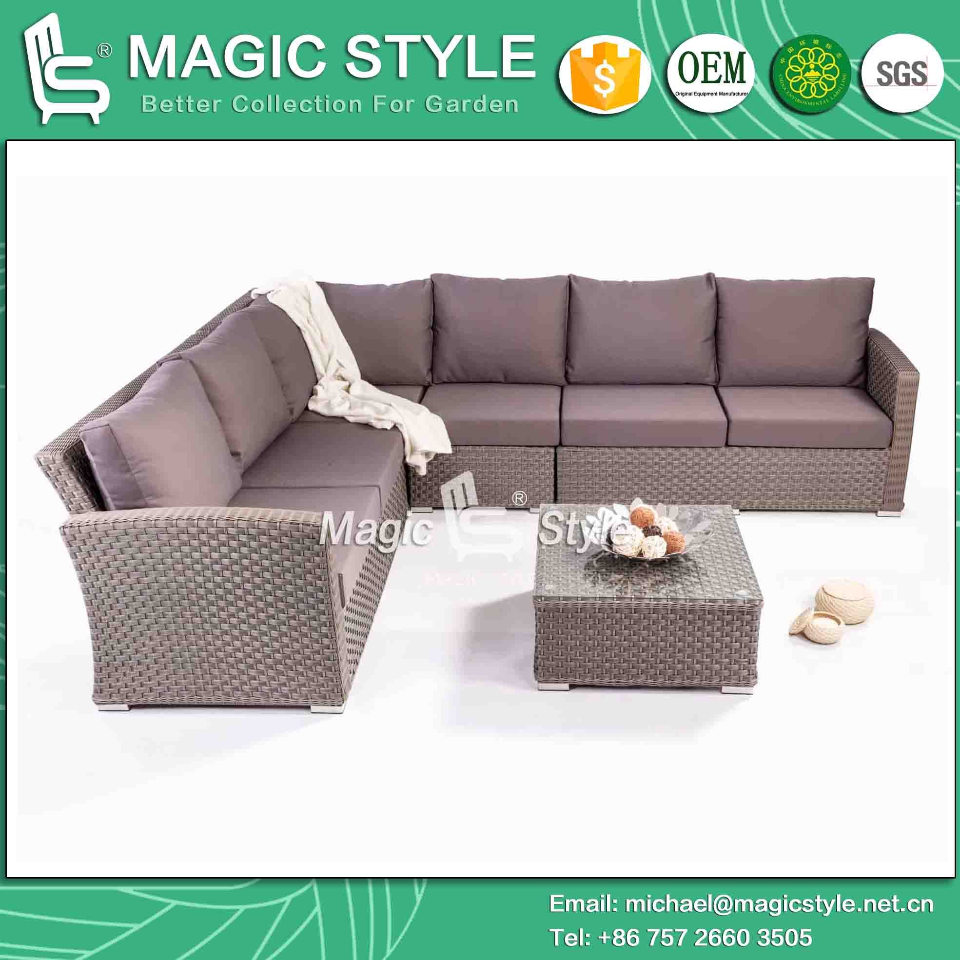 Patio Corner Sofa Set New Arrival Rattan Wicker Sofa Outdoor Sofa Set Garden Corner Sofa (MAGIC STYLE)