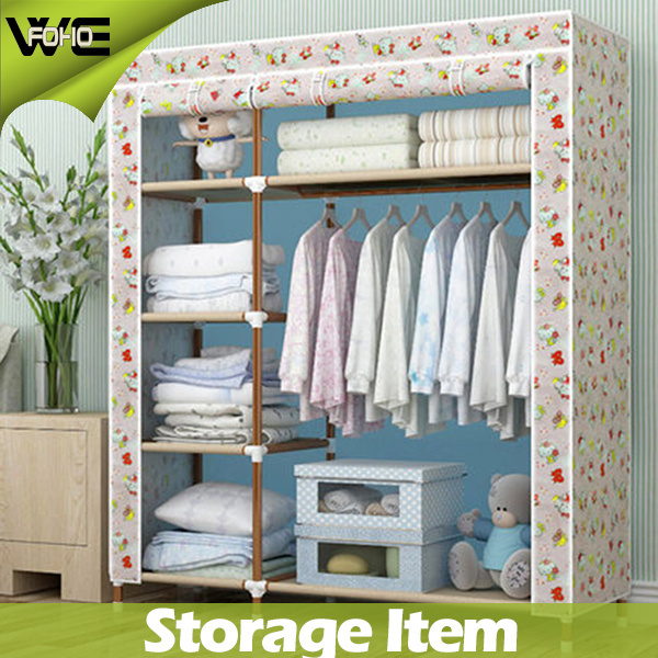 Modern Simple Cheap Double Folding Fabric Discount Wardrobes