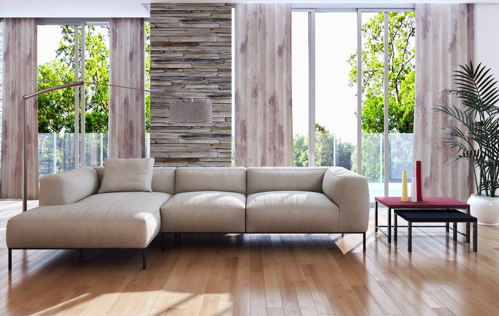 Big Size 3+Chaise L Shape Leather Sofa