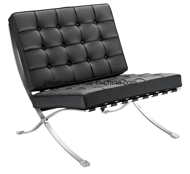Modern Furniture Barcelona Leather Sofa Chair with Ottoman (PE-F66)