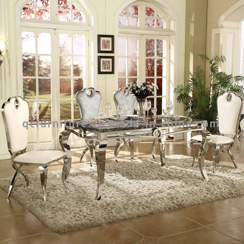 2017 Newest Fancy Stainless Steel Dining Table for 6 People