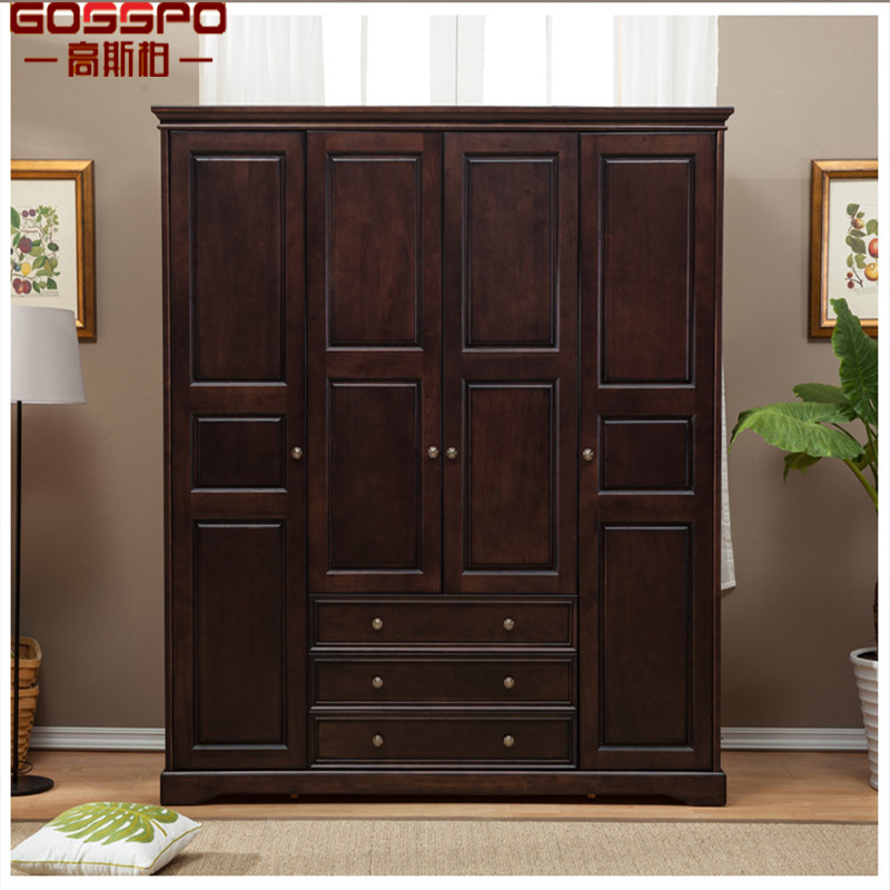 Red Oak Wood Bedroom Cloth Wardrobe (GSP17-003)