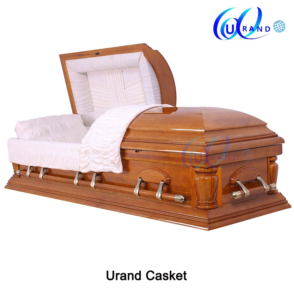 Solid Wood White Velvet Interior High Gloss Casket
