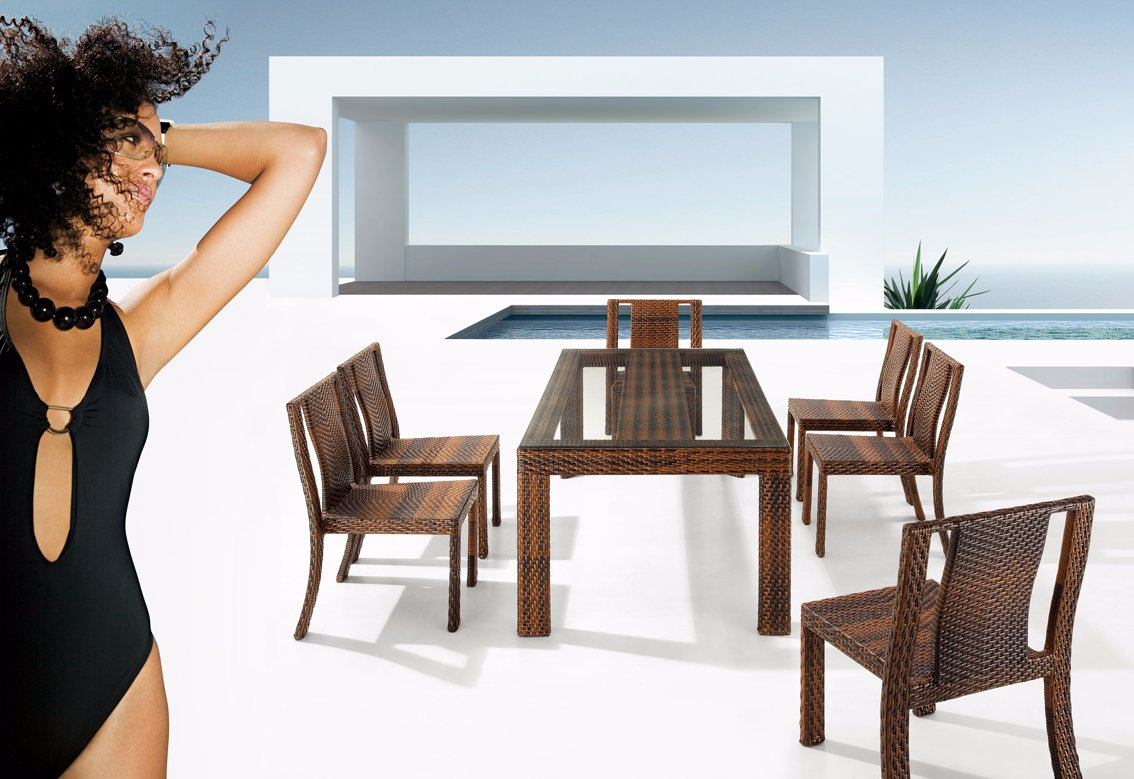 Big Dining Table and 6 Outdoor Chair Set