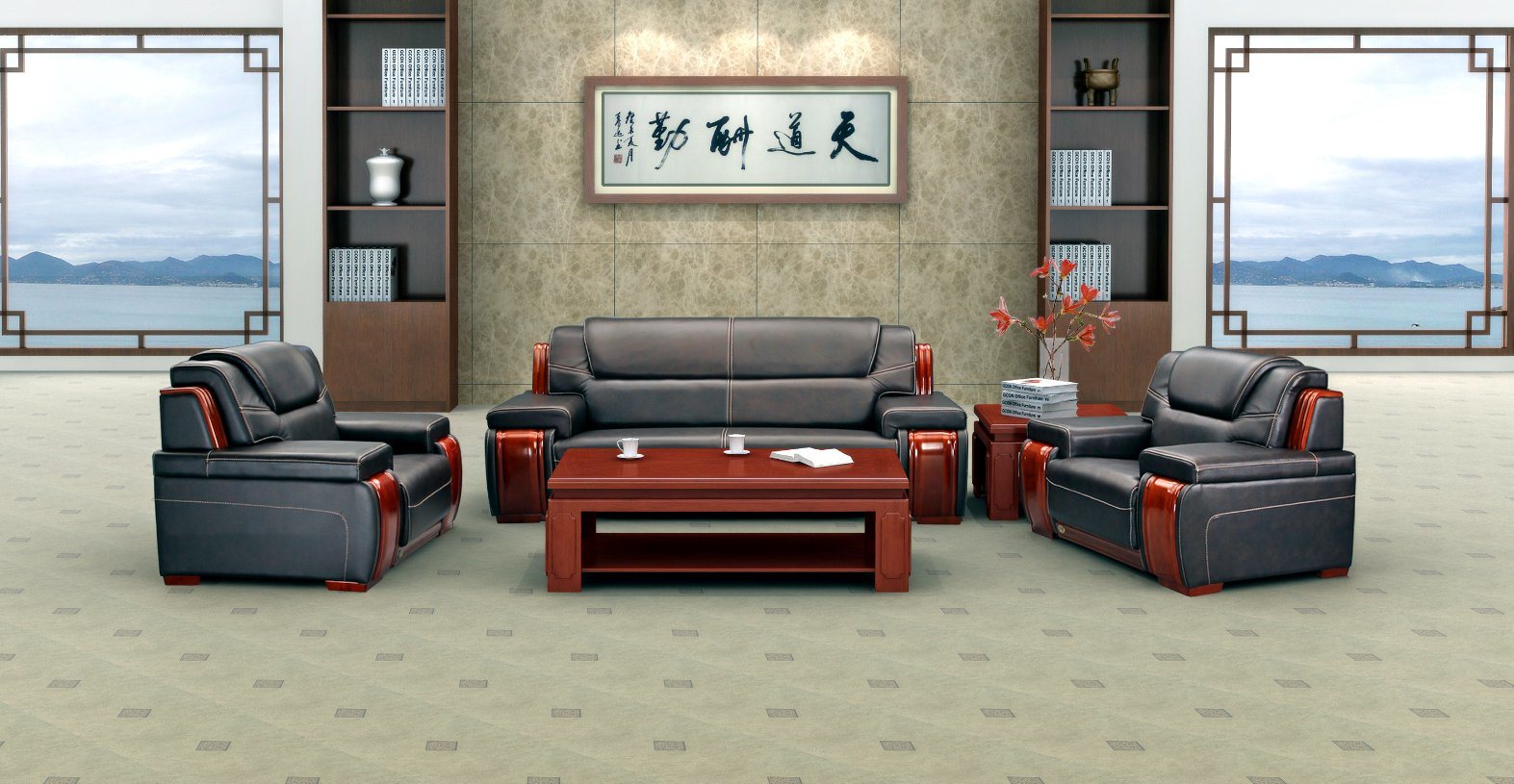 Luxury Genuine Leather Office Sofa