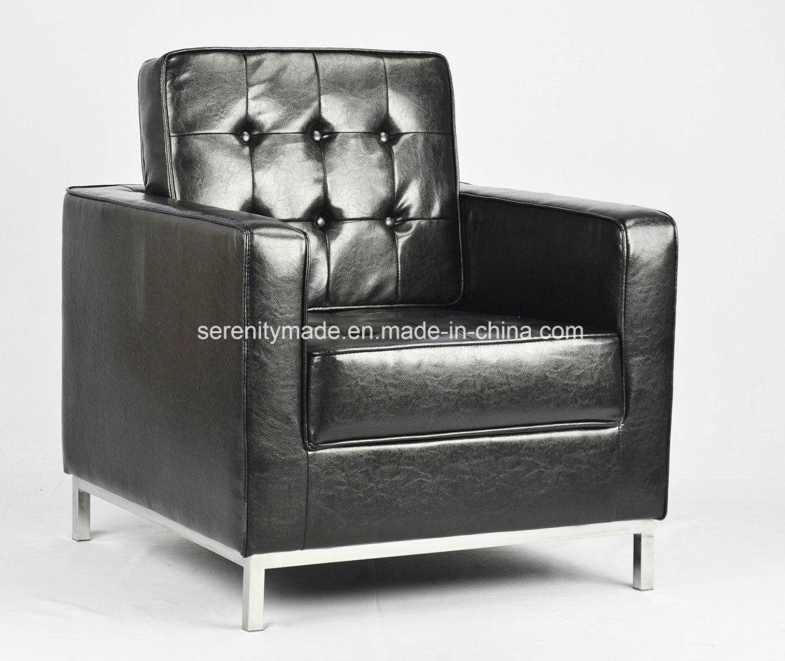 Italian Style Top Luxury Black Classic Tufted Upholstered Leather Sofa Chair