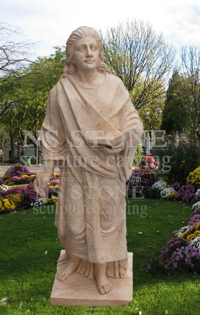 Solid Beige Jesus Marble Statues Nss-075