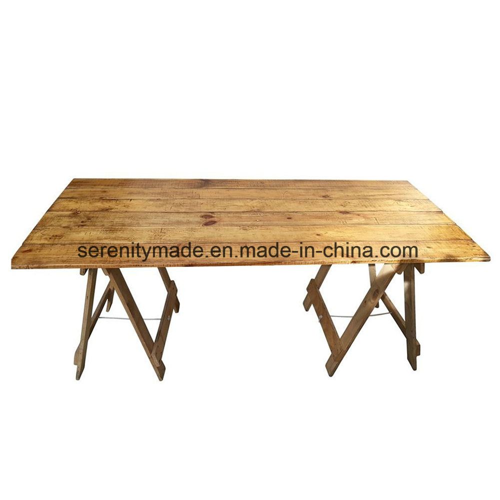 Outdoor Rustic Wood Trestle Dining Table for Event Wedding