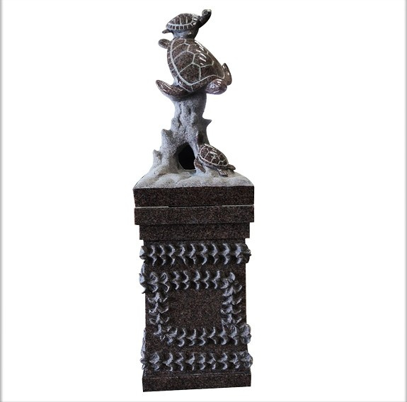 Granite Sea Turtle Cremation Pedestal Monument